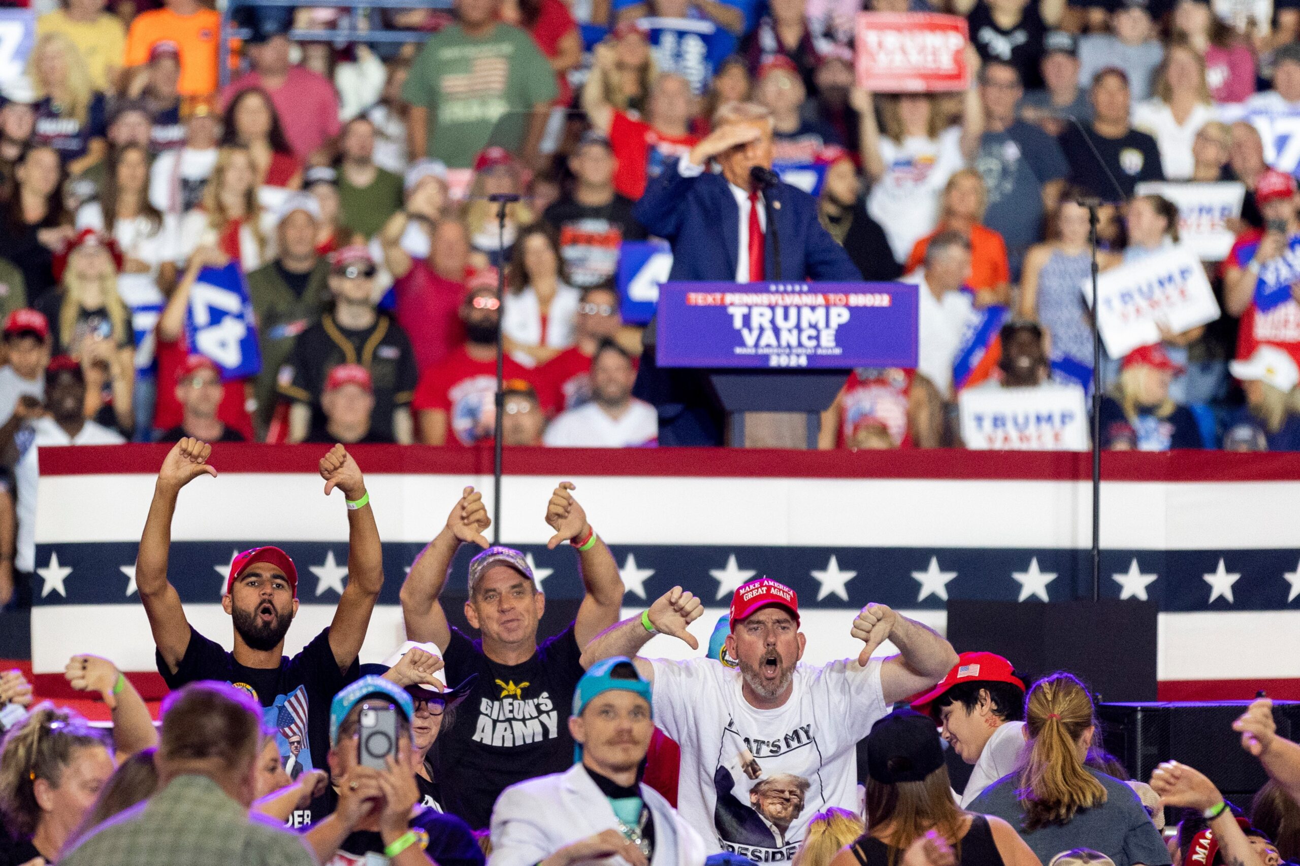 Trump Calls Journalists “Enemy Of The People” During Pennsylvania Rally Minutes Before Man Storms Into Media Section