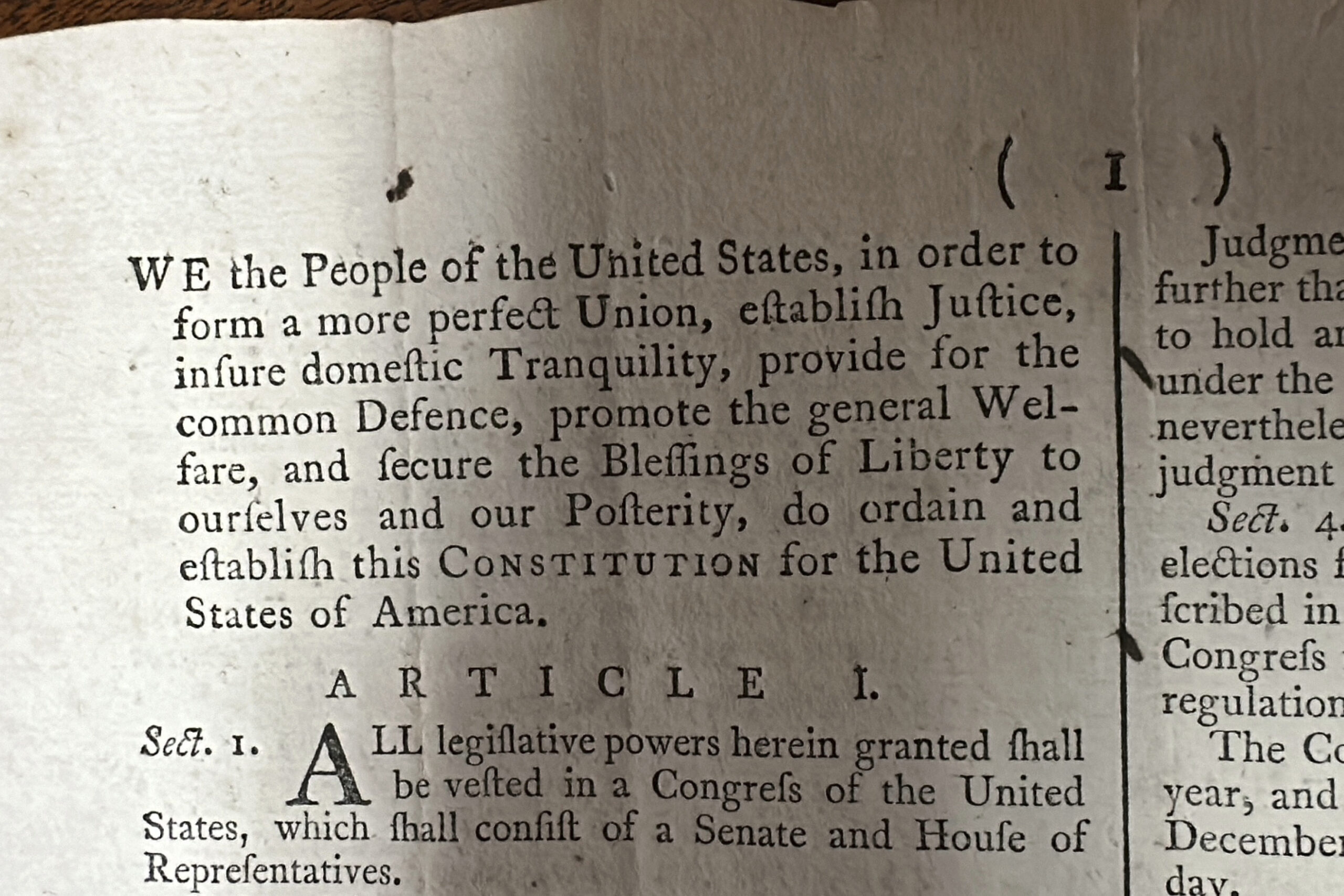 Copy of US Constitution From 1787 to Be Sold at Auction